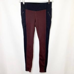 Athleta Fleece Leggings Burgundy Black Size XS Like New!